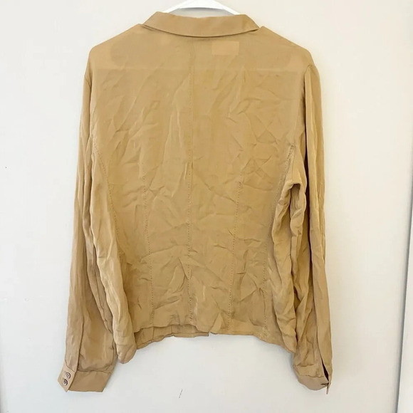 Vtg Liz Claiborne Brown Silk Blouse 12 Women’s Button Up Neutral Classic Minimal - Picture 10 of 11